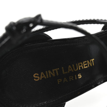 Saint Laurent Patent Cassandra 100 Ankle Strap Sandals 36 Black 8 of 9