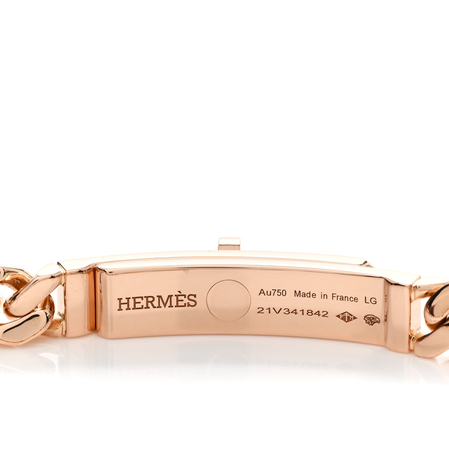 Hermes 18K Rose Gold Diamond PM Kelly Gourmette Bracelet LG 3 of 4