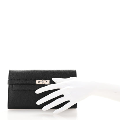 Hermes Chevre Mysore Kelly Longue Wallet Black 2 of 7