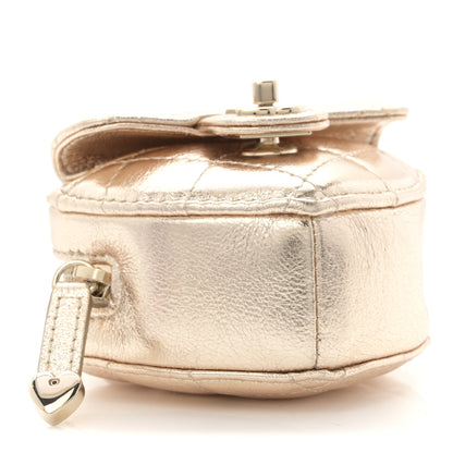 Chanel Metallic Lambskin Quilted CC In Love Mini Heart Bag Charm Gold 4 of 8