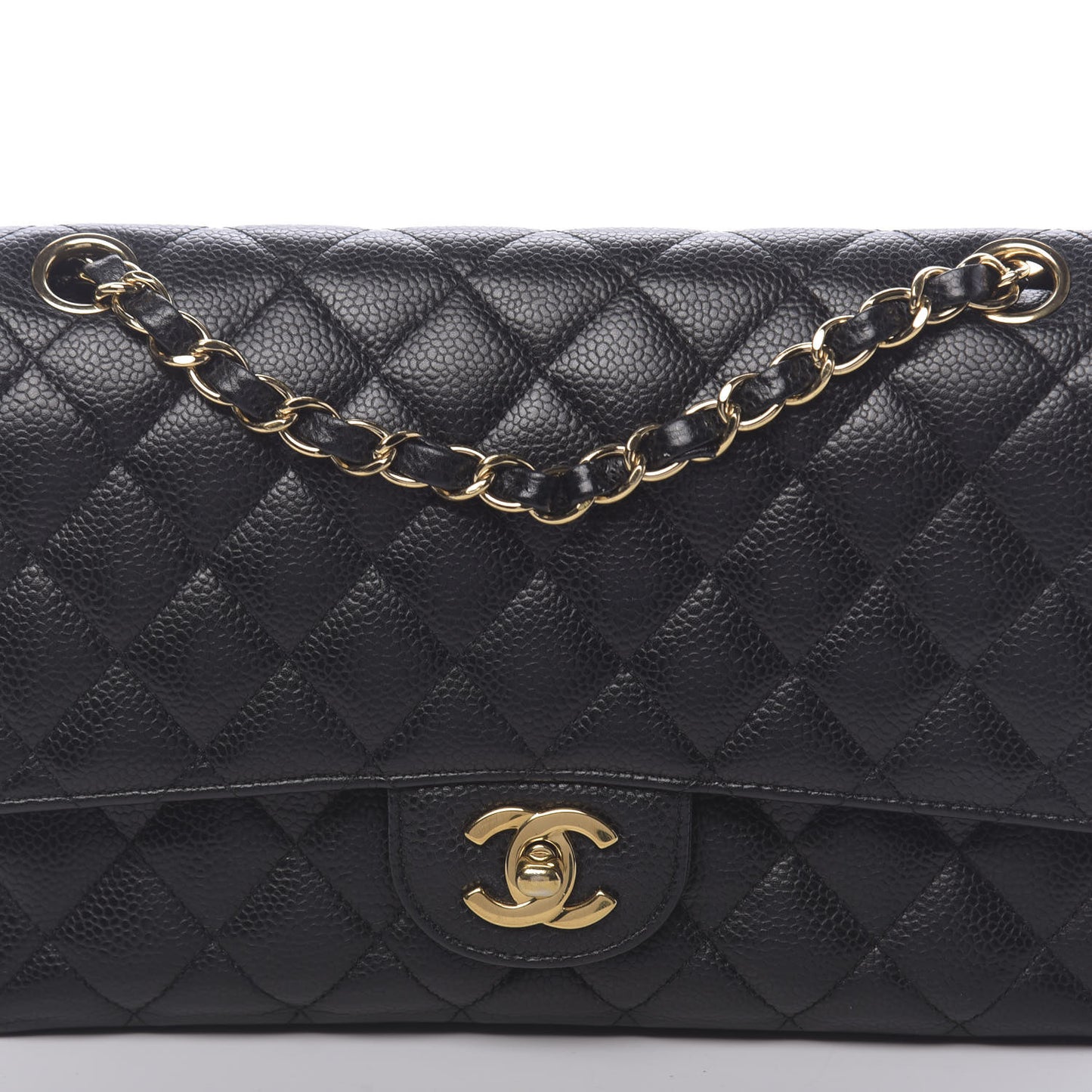 Caviar Quilted Medium Double Flap Black