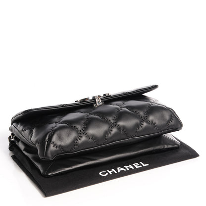 Chanel Calfskin Double Stitch Hamptons Clutch with Chain Black 4 of 8