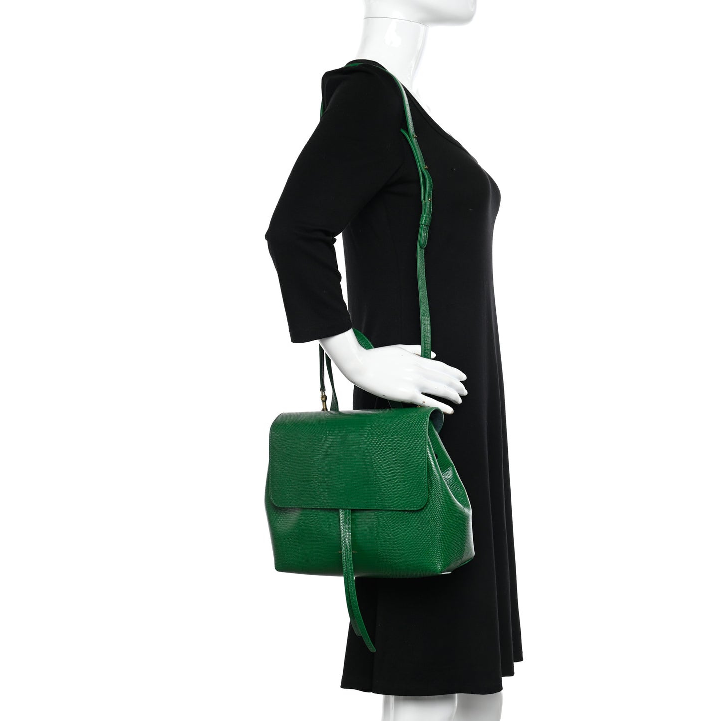 Lizard Embosed Mini Lady Bag Leaf