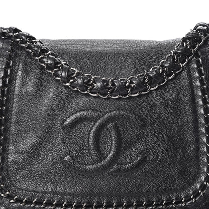 Chanel Metallic Goatskin Luxe Ligne Flap Black 9 of 9