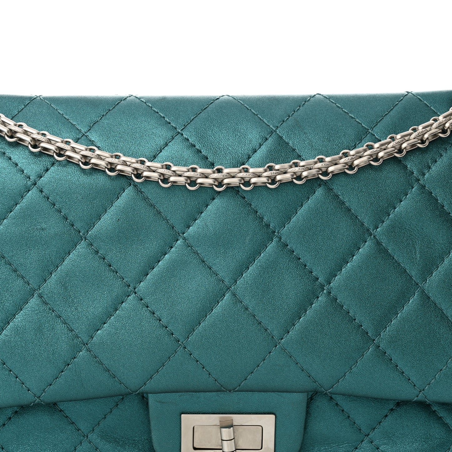 Metallic Calfskin Quilted 2.55 Reissue Flap 227 Turquoise