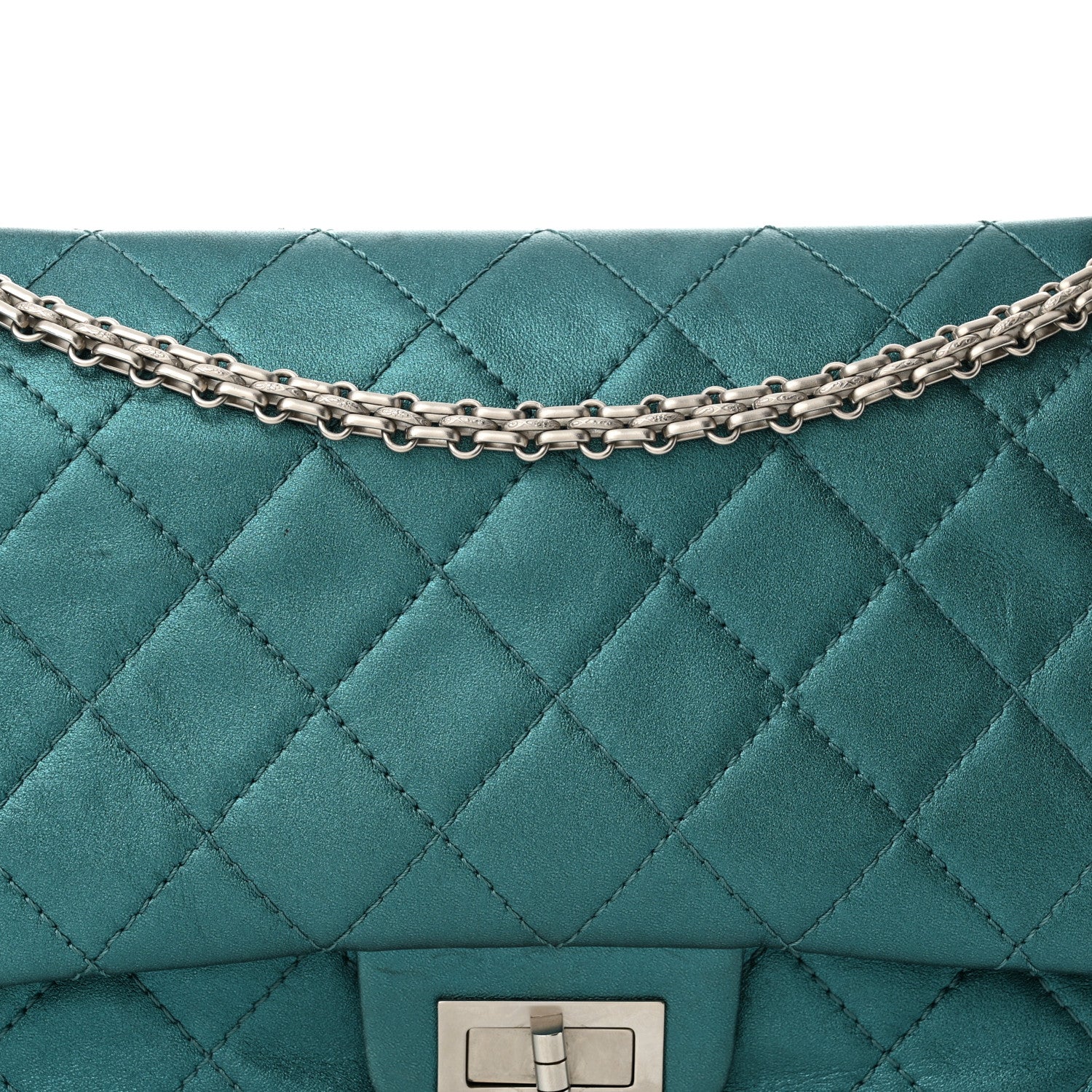 Chanel Metallic Calfskin Quilted 2.55 Reissue Flap 227 Turquoise 8 of 13