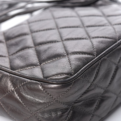 Chanel Metallic Lambskin Quilted Tassel Camera Case Dark Silver 14 of 19