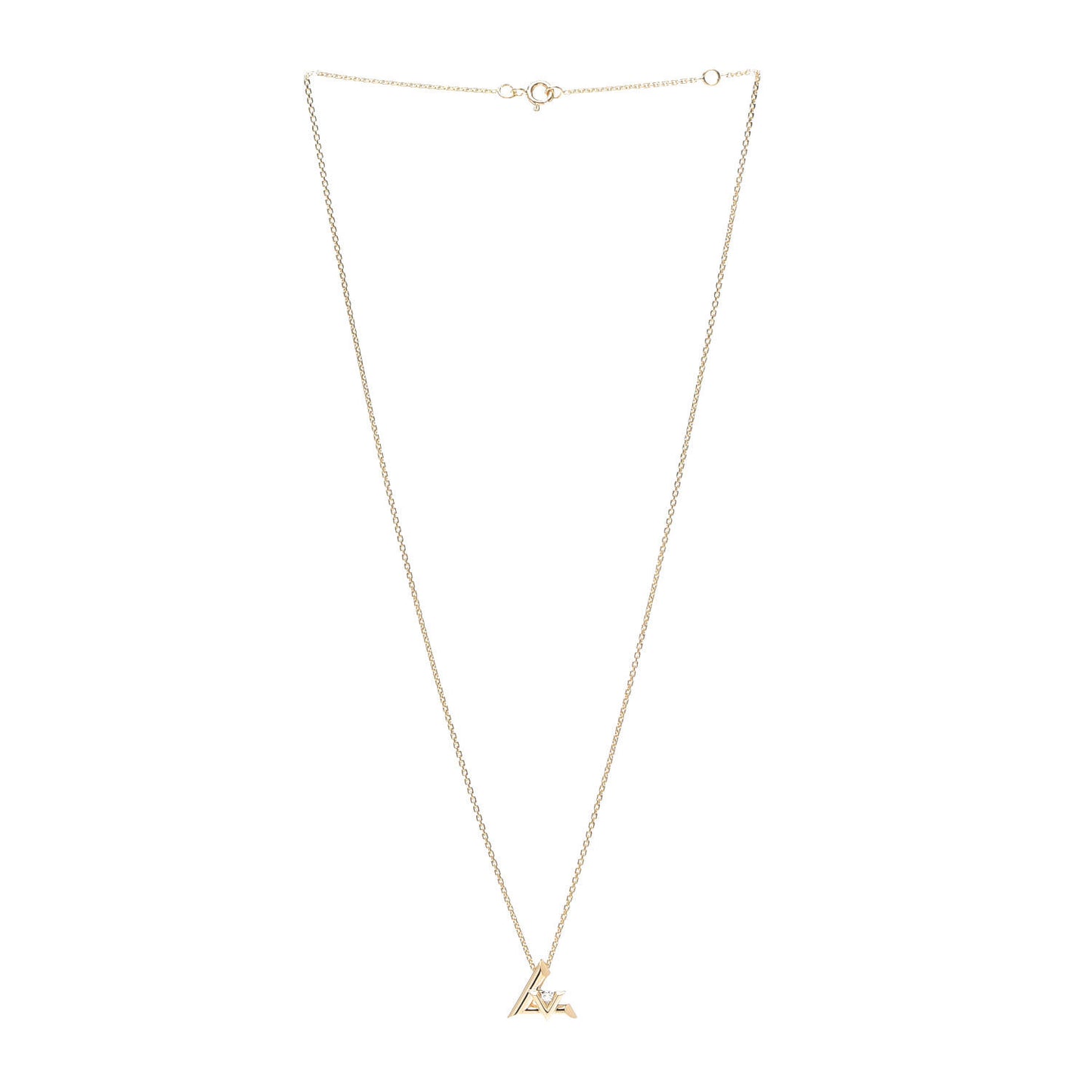 18K Yellow Gold Diamond Small LV Volt One Pendant Necklace