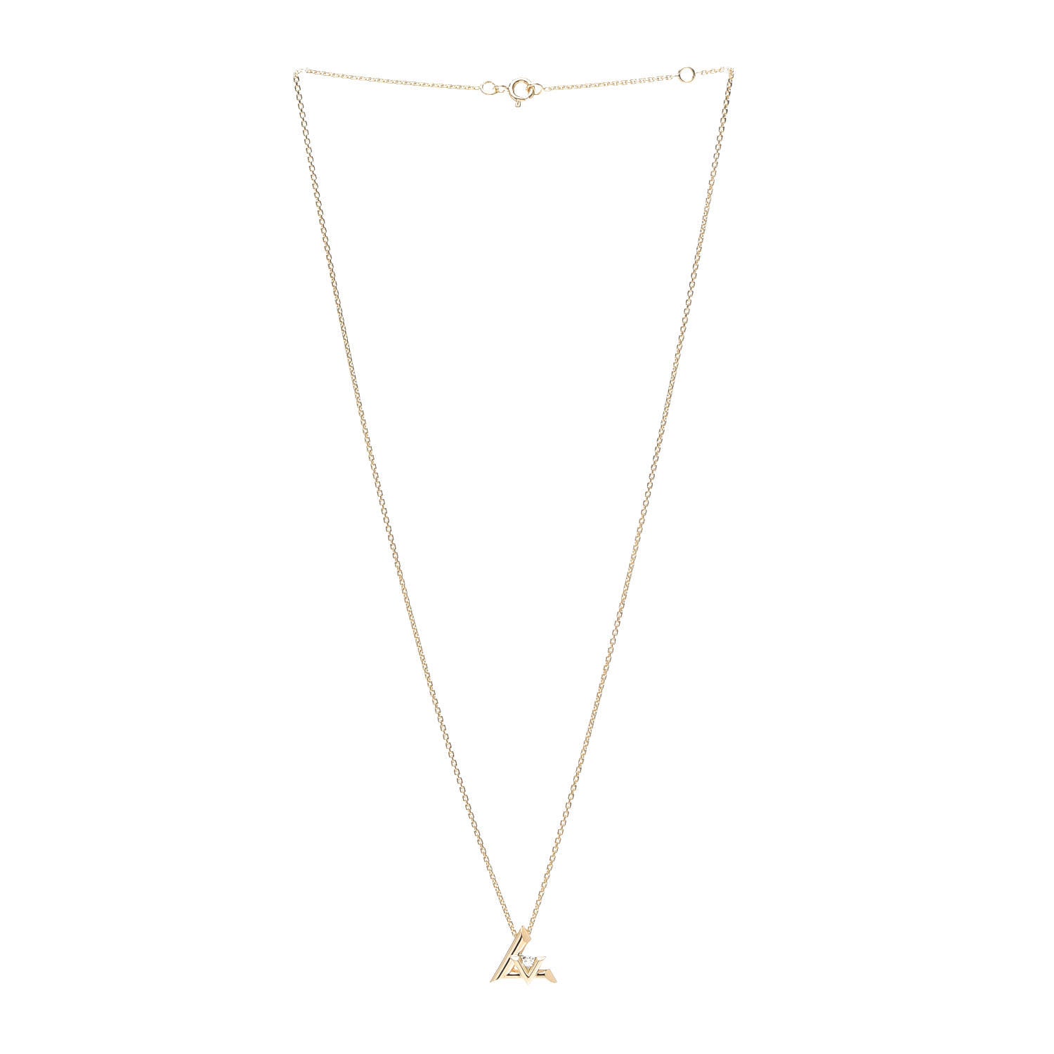 Louis Vuitton 18K Yellow Gold Diamond Small LV Volt One Pendant Necklace 3 of 6
