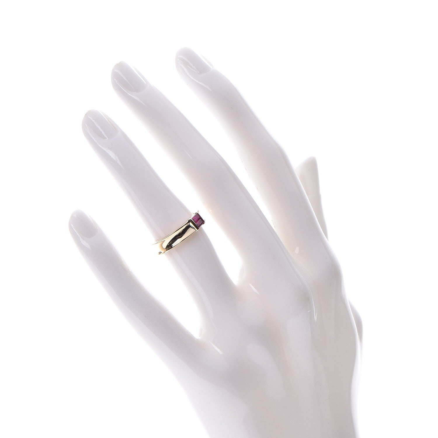 Tiffany 18K Yellow Gold Ruby Stacking Ring 48 4.5 2 of 7