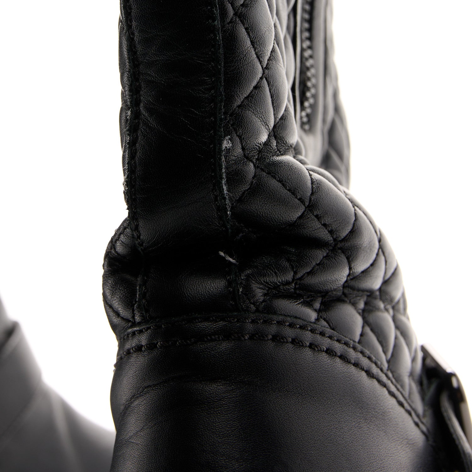 Chanel Calfskin Quilted Biker Boots 38.5 Black 8 of 8