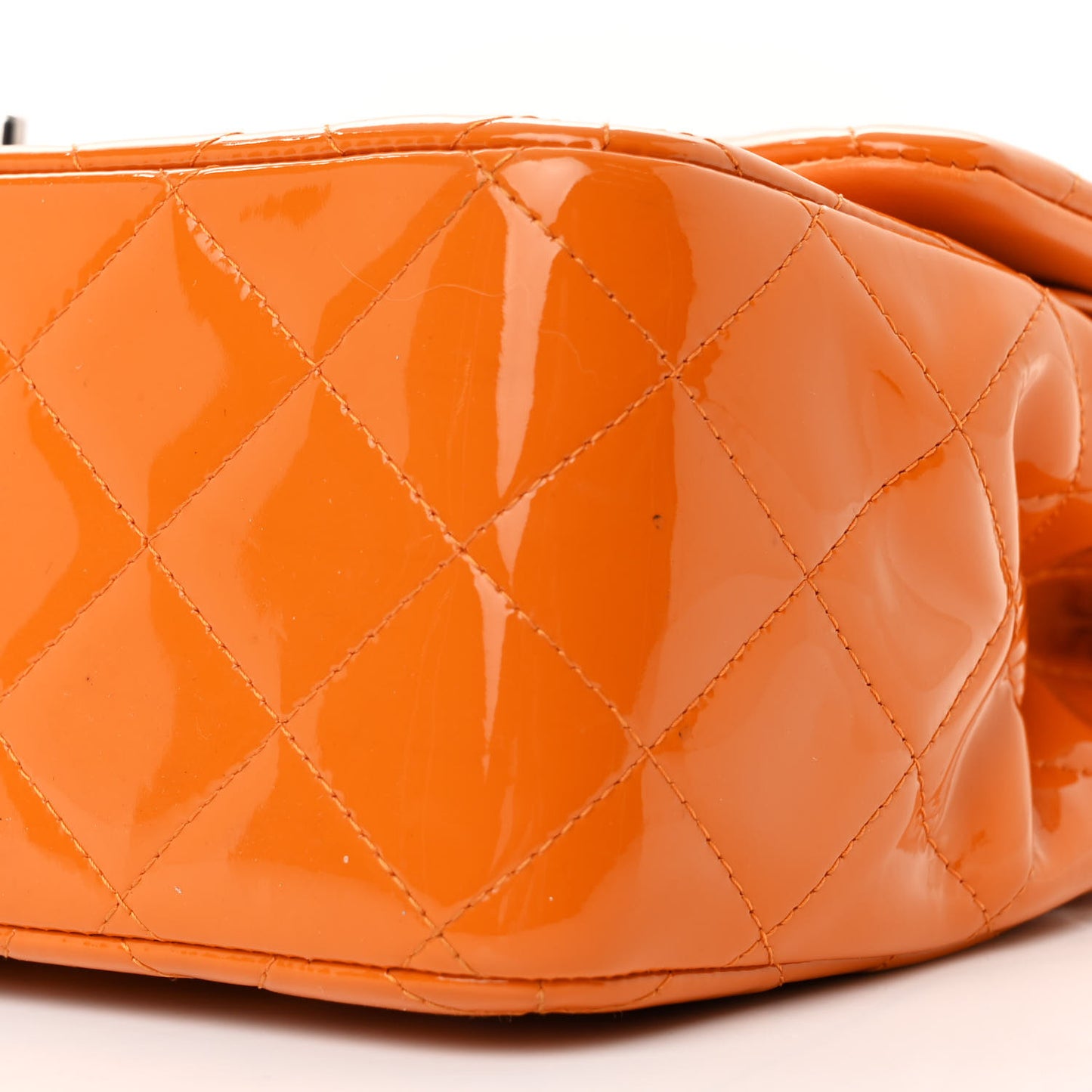 Patent Quilted Jumbo Double Flap Orange