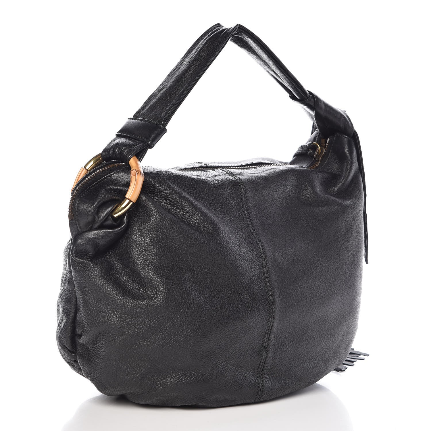 Gucci Pebbled Calfskin Medium Jungle Hobo Black 3 of 9