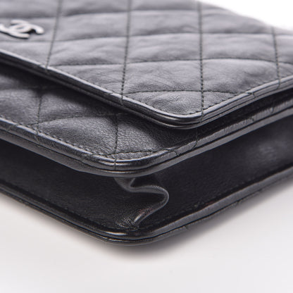 Chanel Crumpled Calfskin Quilted Wallet On Chain WOC So Black 10 of 11