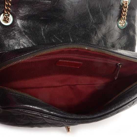 Chanel Crumpled Grained Calfskin Quilted Large Shiva Flap Black 5 of 8