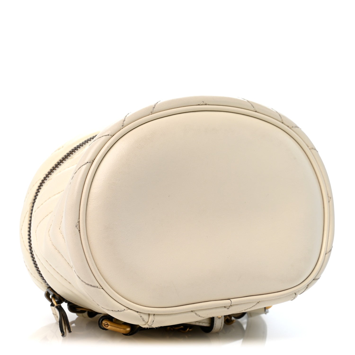 Gucci Calfskin Matelasse Mini GG Marmont Round Backpack White 4 of 13