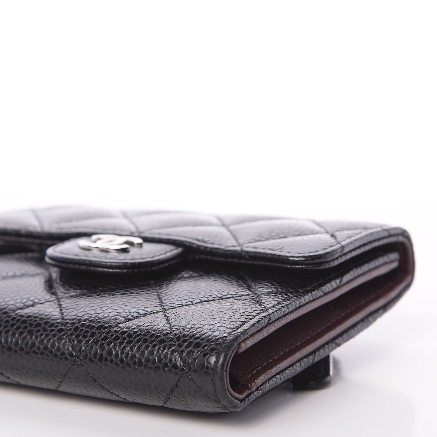 Caviar Quilted Compact Flap Wallet Black