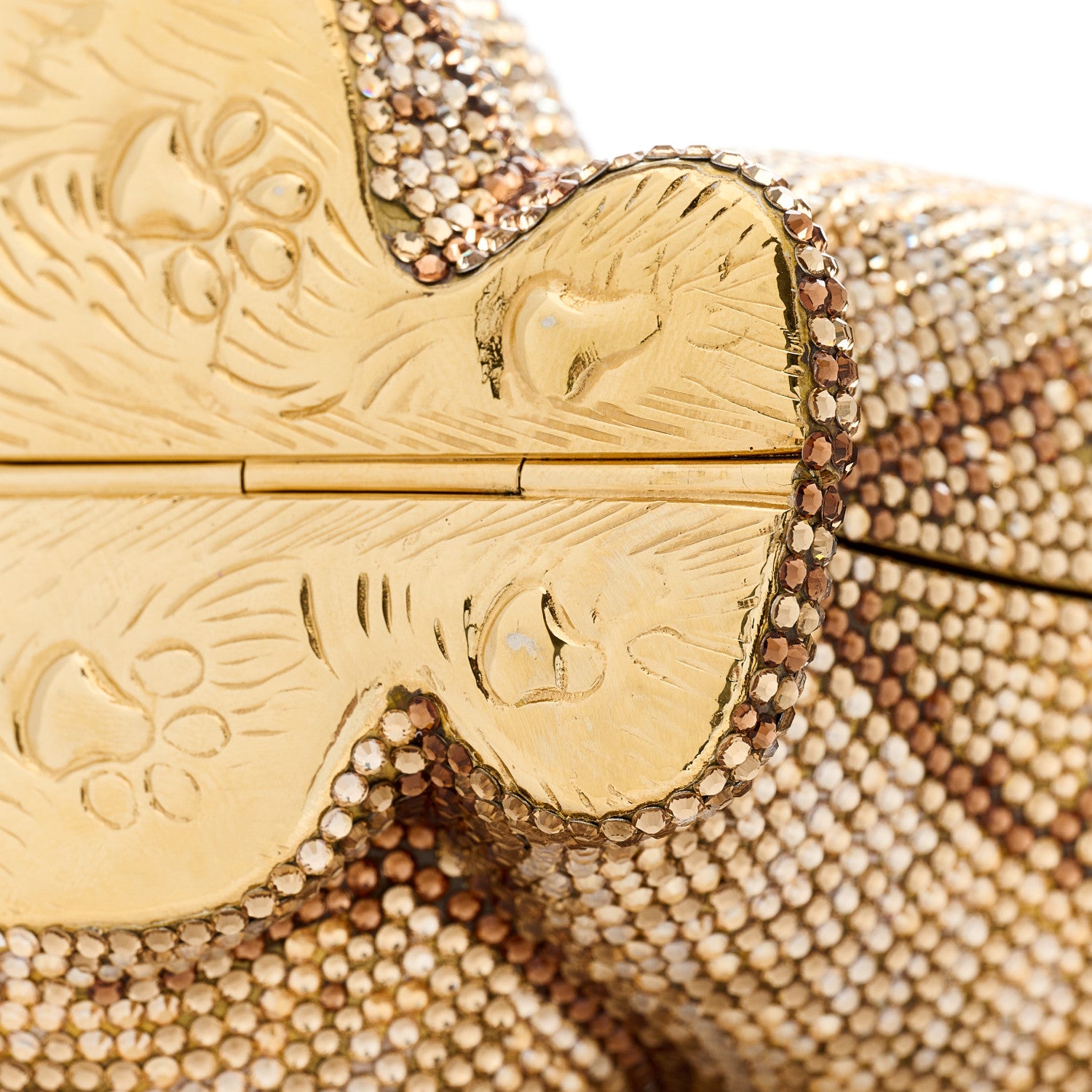 Judith Leiber Swarovski Crystal Cat Minaudiere Clutch Gold 11 of 13