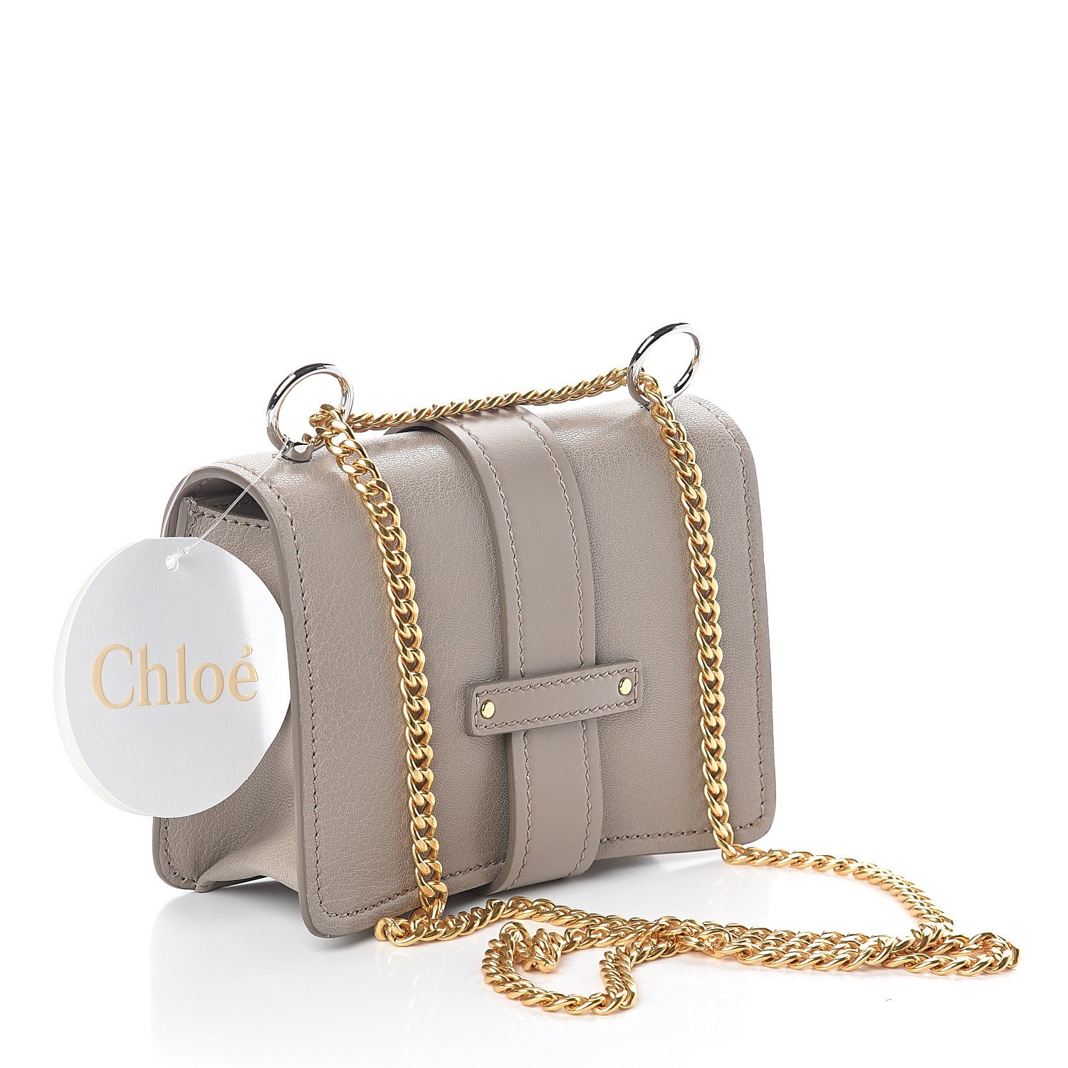 Chloe Shiny Goatskin Calfskin Mini Aby Chain Shoulder Bag Motty Grey 2 of 7