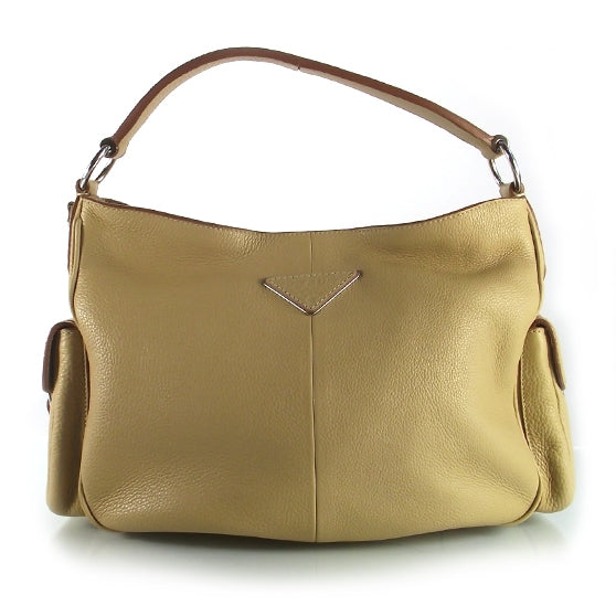 Vitello Daino Buckle Shoulder Bag Sabbia