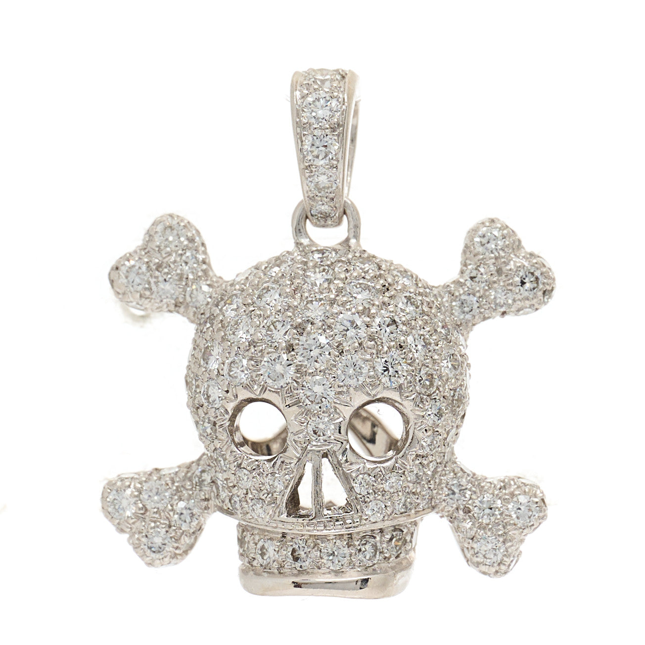 Christian Dior 18K White Gold Diamond Tete de Mort Pendant 1 of 4