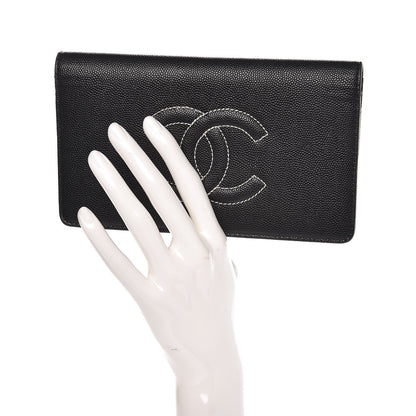 Chanel Caviar Stich Timeless CC Yen Wallet Black 2 of 10