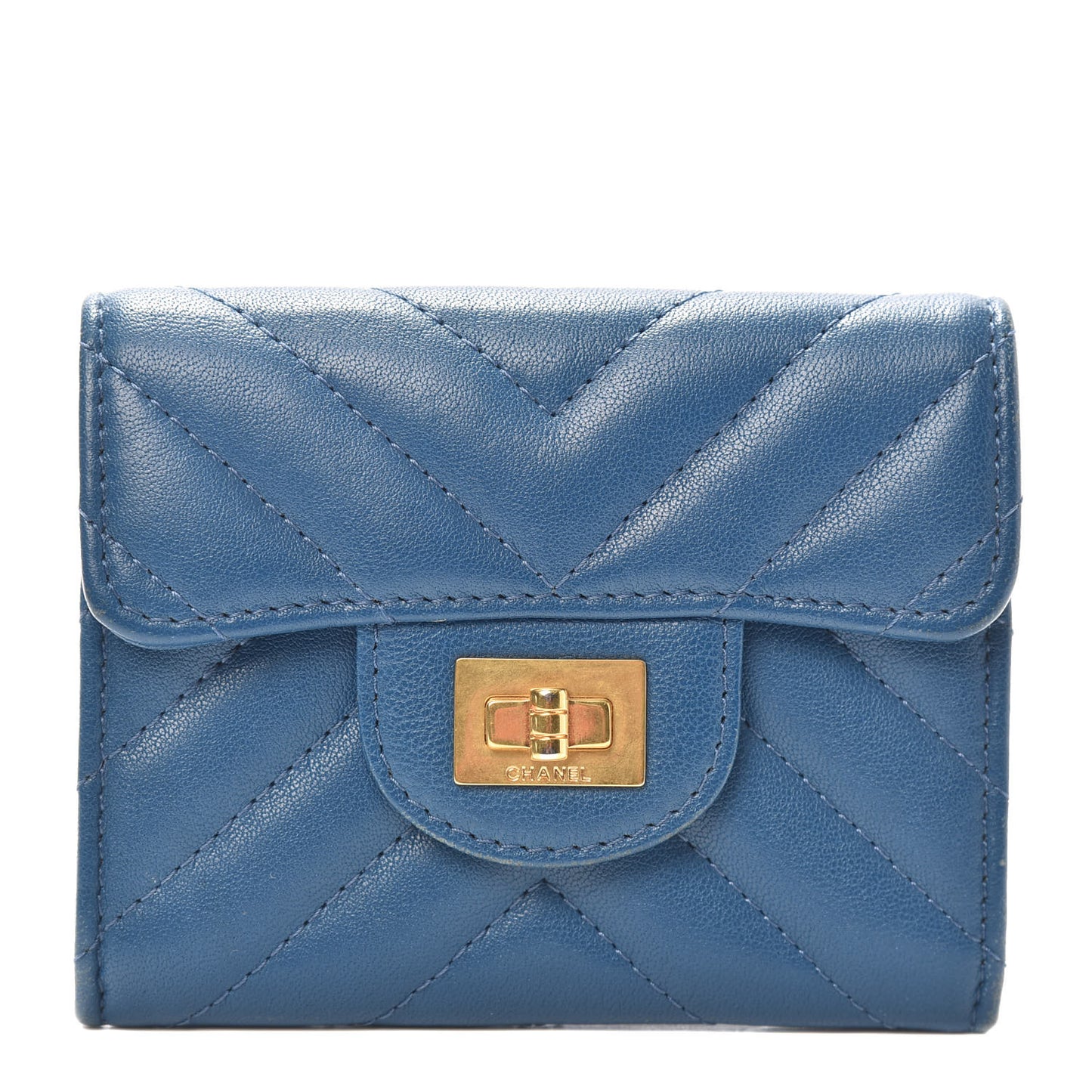 Sheepskin Chevron Quilted Reissue Card Holder Blue