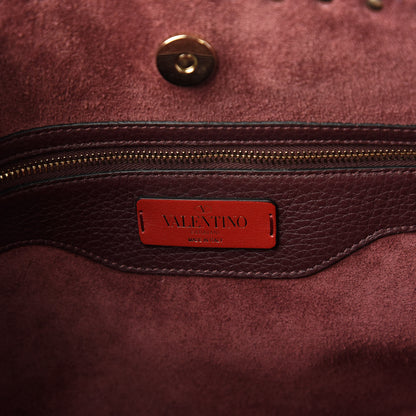 Valentino Garavani Grained Calfskin Small Rockstud Shoulder Tote Rubin 8 of 11