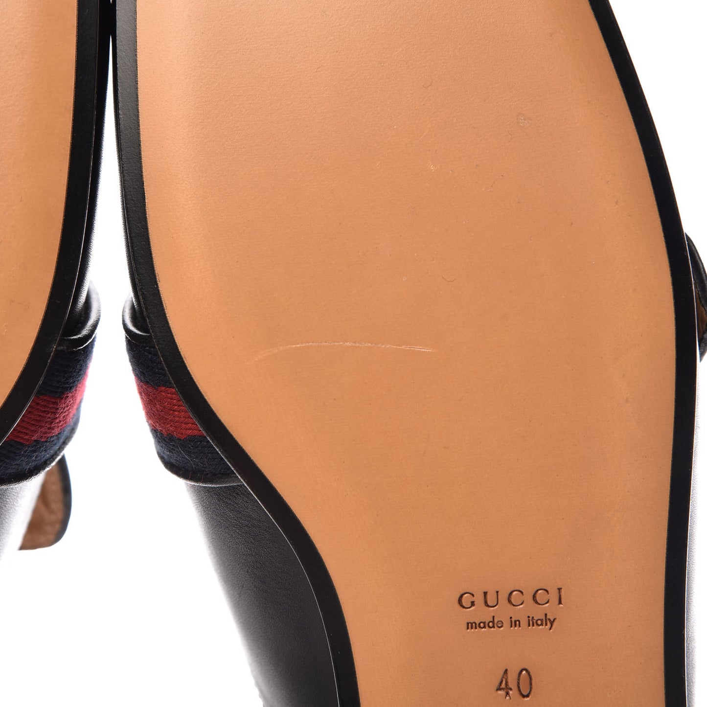 Calfskin Web Womens Peyton GG Slippers 40 Black