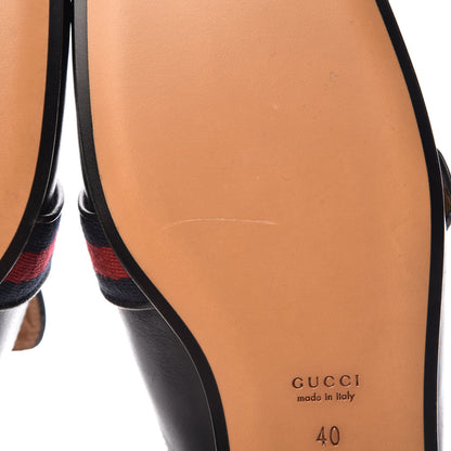 Gucci Calfskin Web Womens Peyton GG Slippers 40 Black 9 of 16