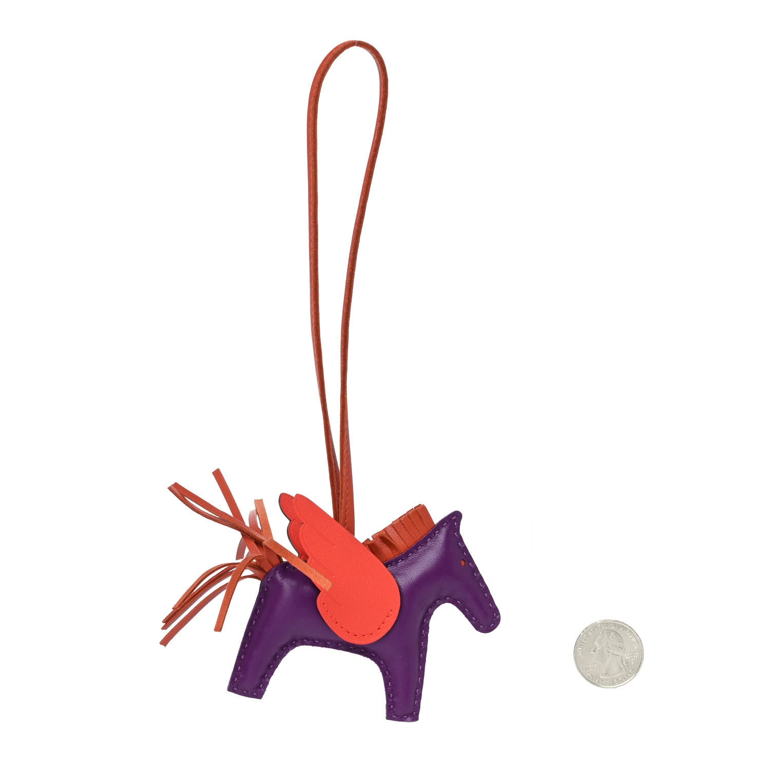 Hermes Milo Lambskin Grigri Rodeo Pegase Horse Bag Charm PM Violet Cornaline Capucine 2 of 5