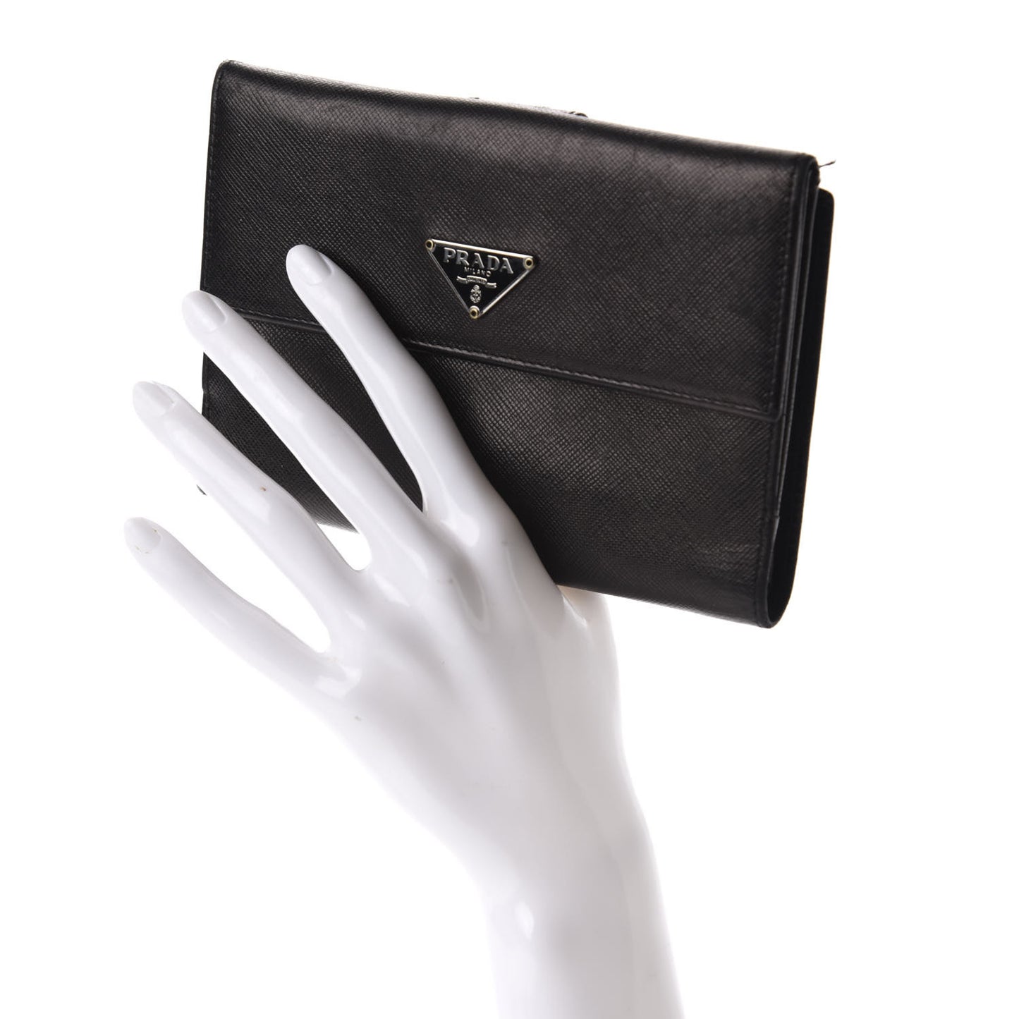 Saffiano Tri-Fold Compact Wallet Black