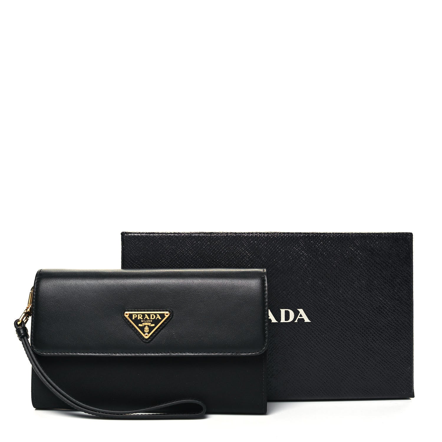 Prada Tessuto Nylon Soft Calf Wristlet Wallet Black 7 of 7