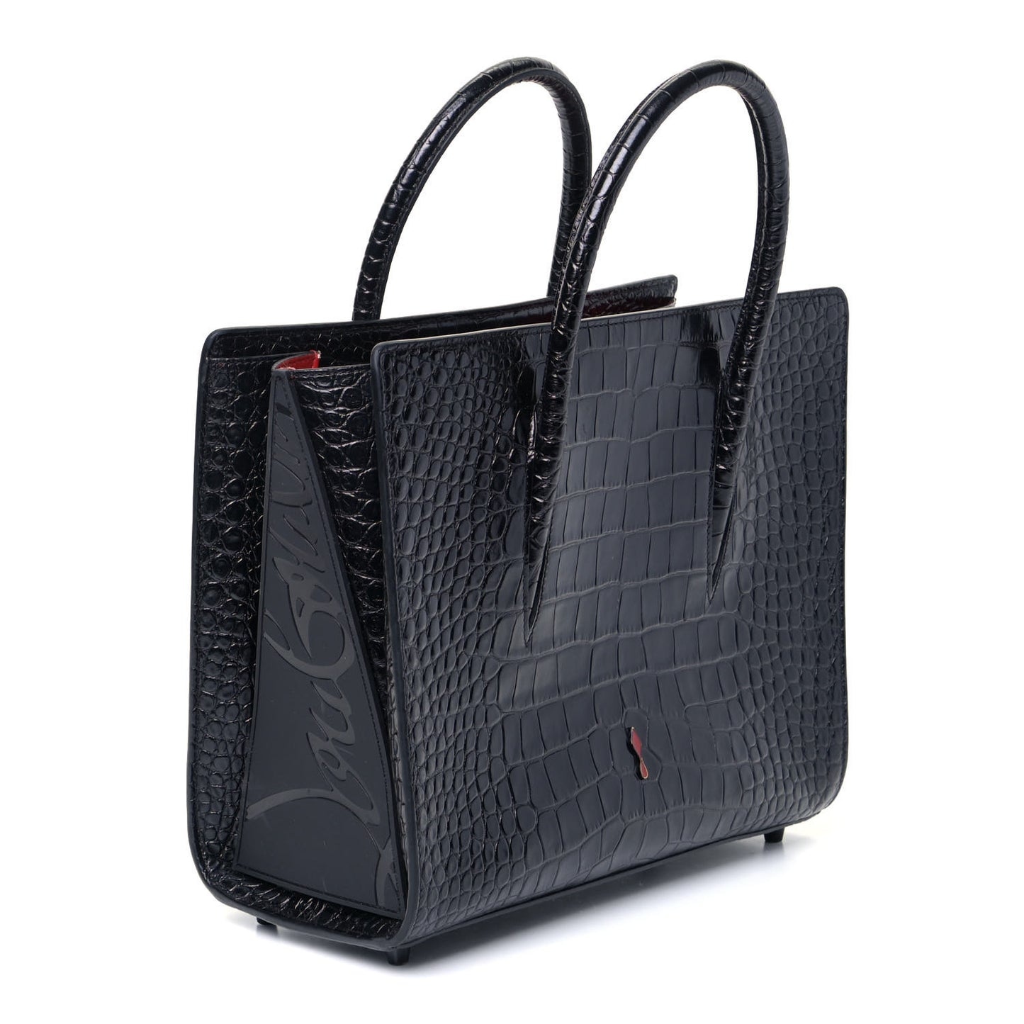 Calfskin Crocodile Embossed Medium Paloma Black