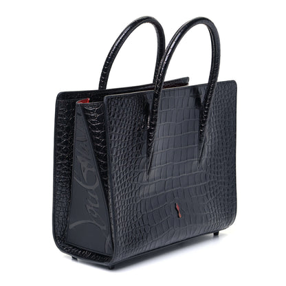 Christian Louboutin Calfskin Crocodile Embossed Medium Paloma Black 2 of 8