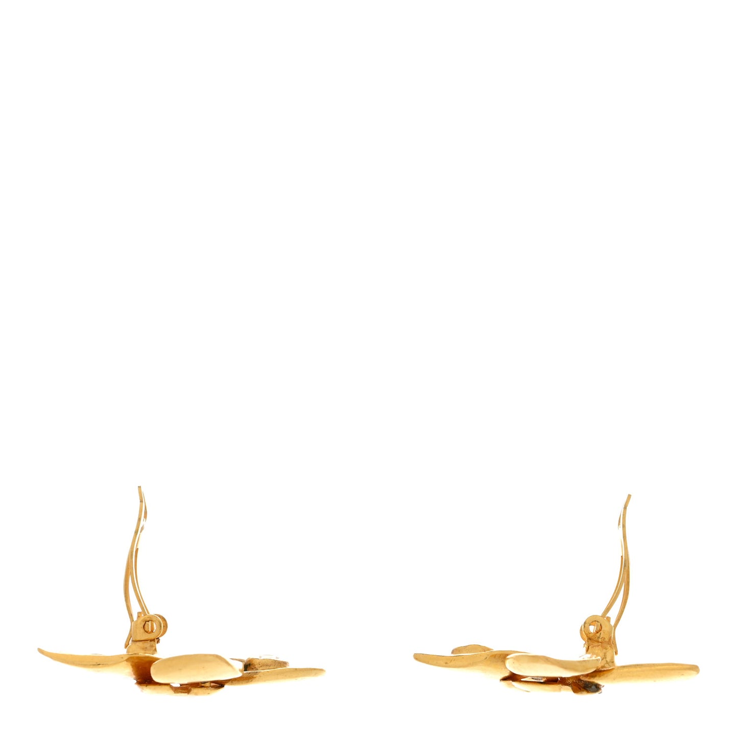 Metal Flower CC Clip On Earrings Gold