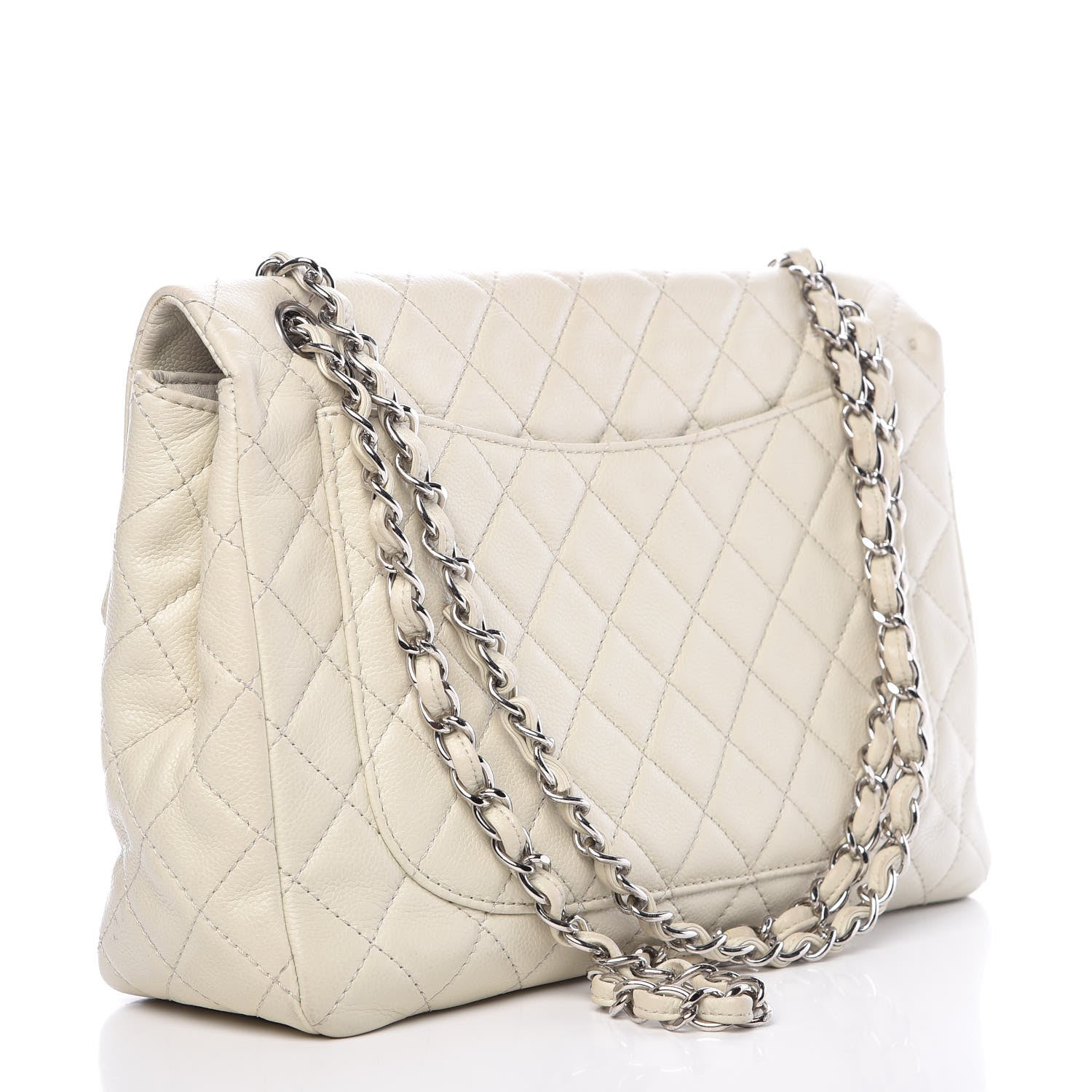 Chanel Caviar Quilted Maxi Single Flap White 4 of 21