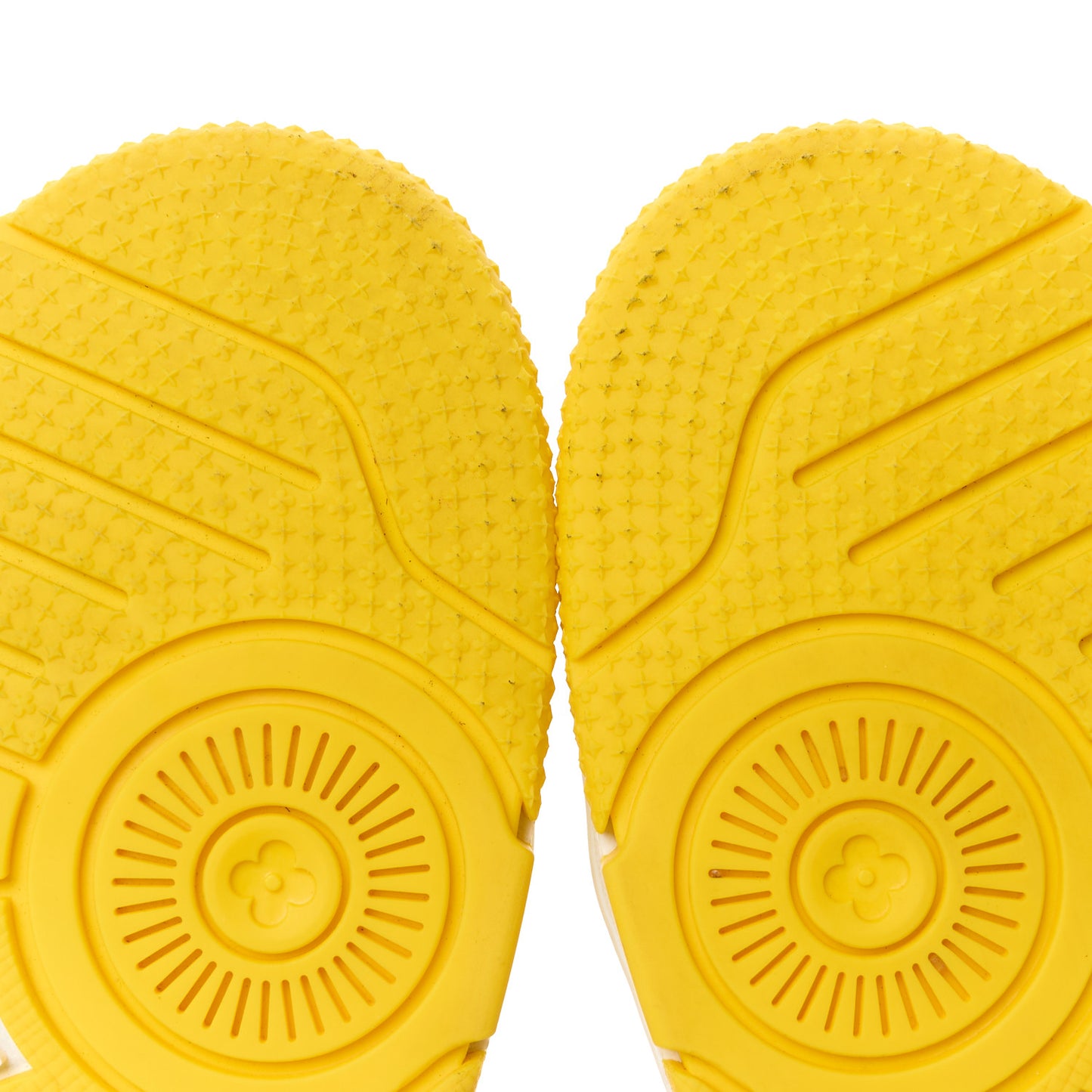 Calfskin Embossed Monogram Mens LV Trainer Sneakers 8.5 Yellow White