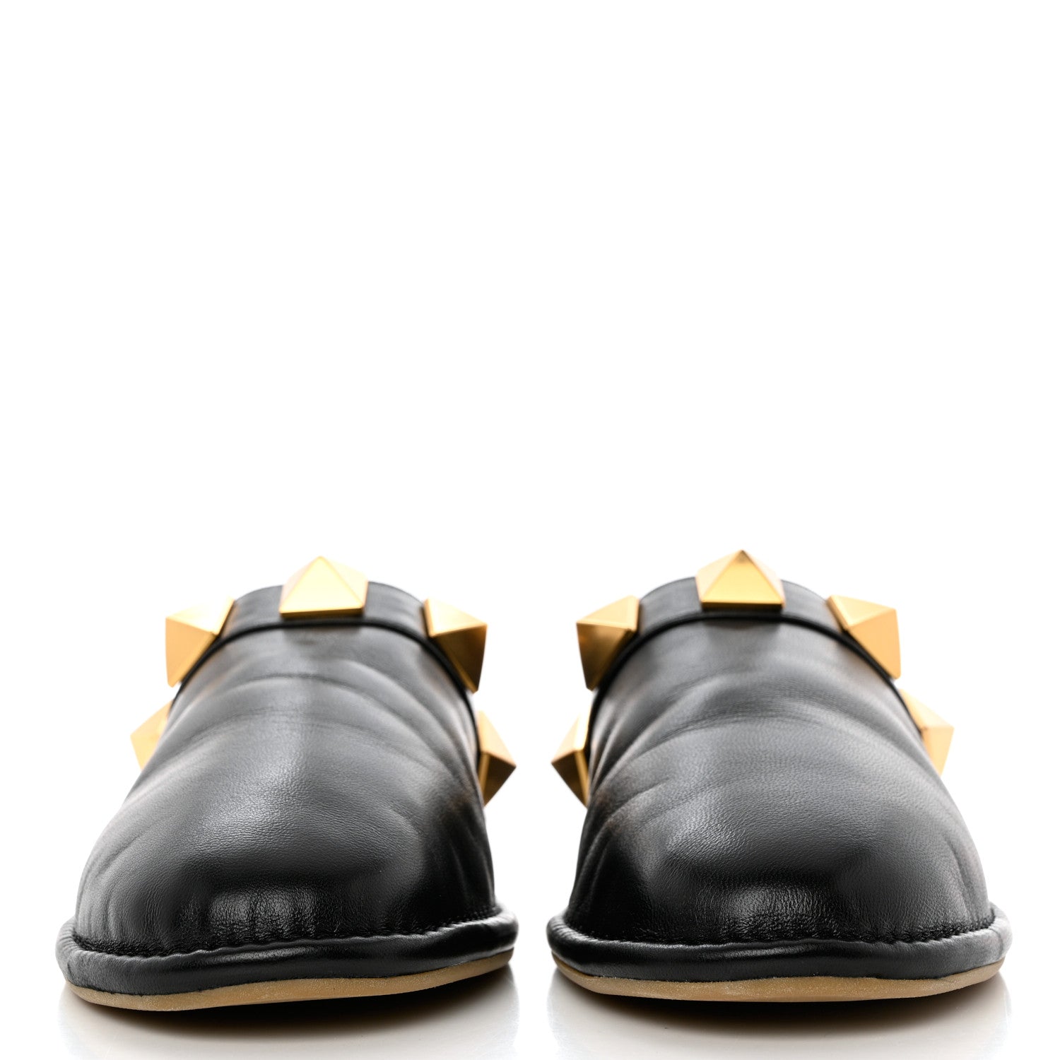 Valentino Garavani Nappa Roman Stud Flat Slippers 37.5 Black 2 of 10