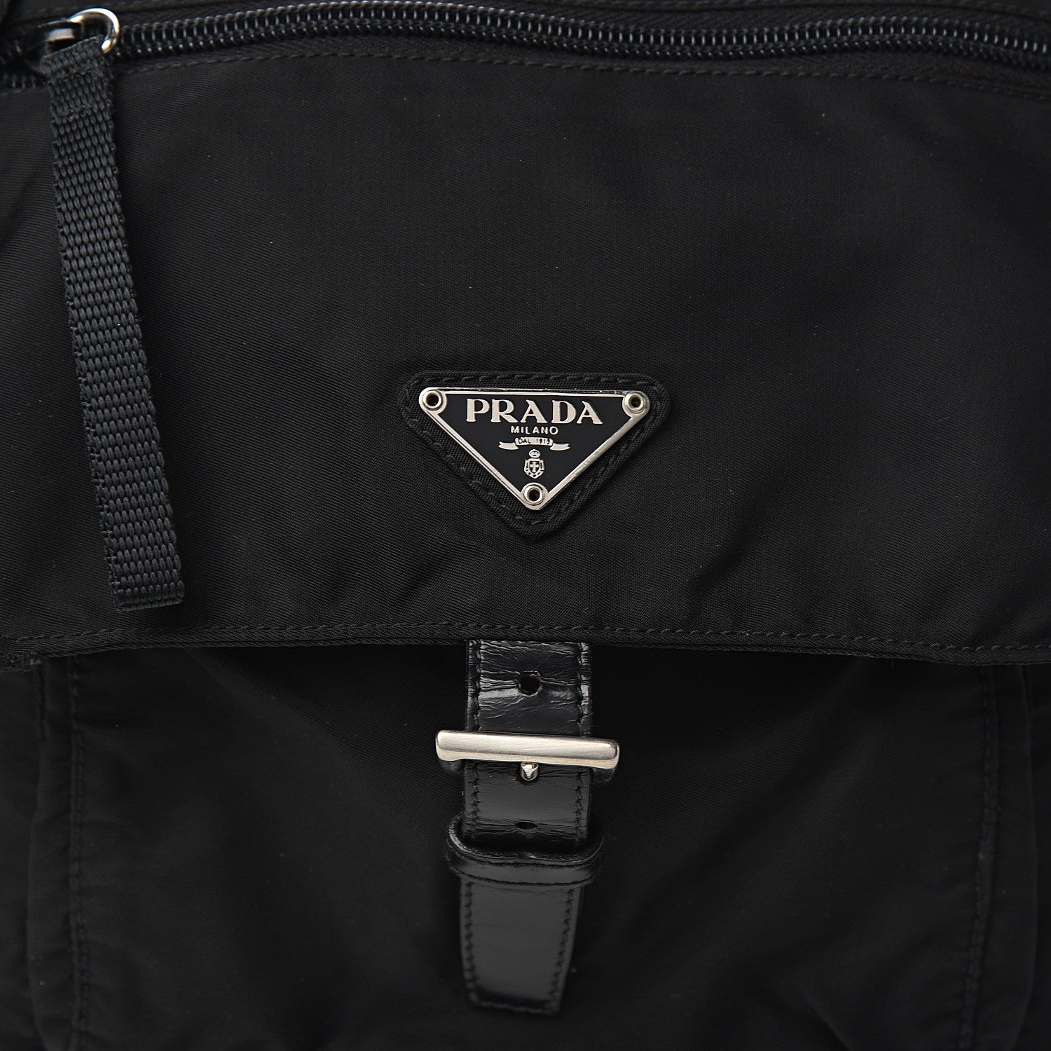 Prada Tessuto Nylon Single Buckle Messenger Bag Black 12 of 12