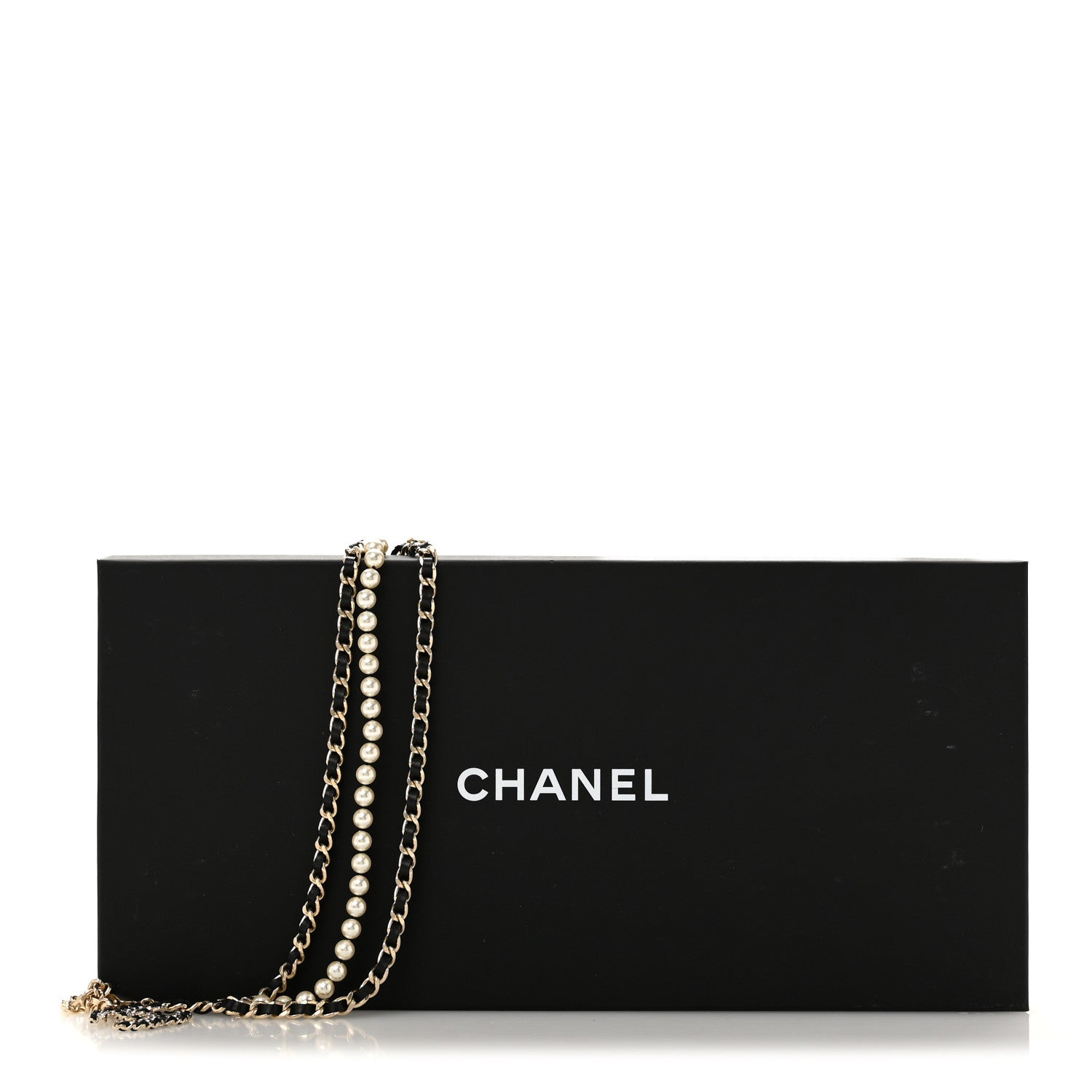 Chanel Lambskin Pearl Crystal Chain CC Fancy Belt 85 Black Gold Black Gold 4 of 4