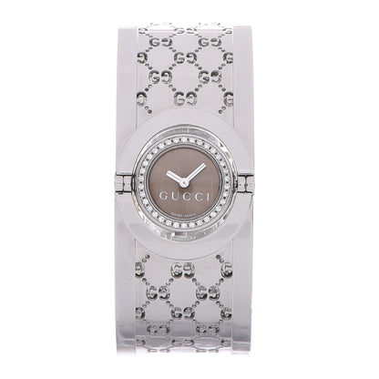 Gucci Stainless Steel Diamond Bezel 23mm Twirl Quartz Watch Brown 1 of 12