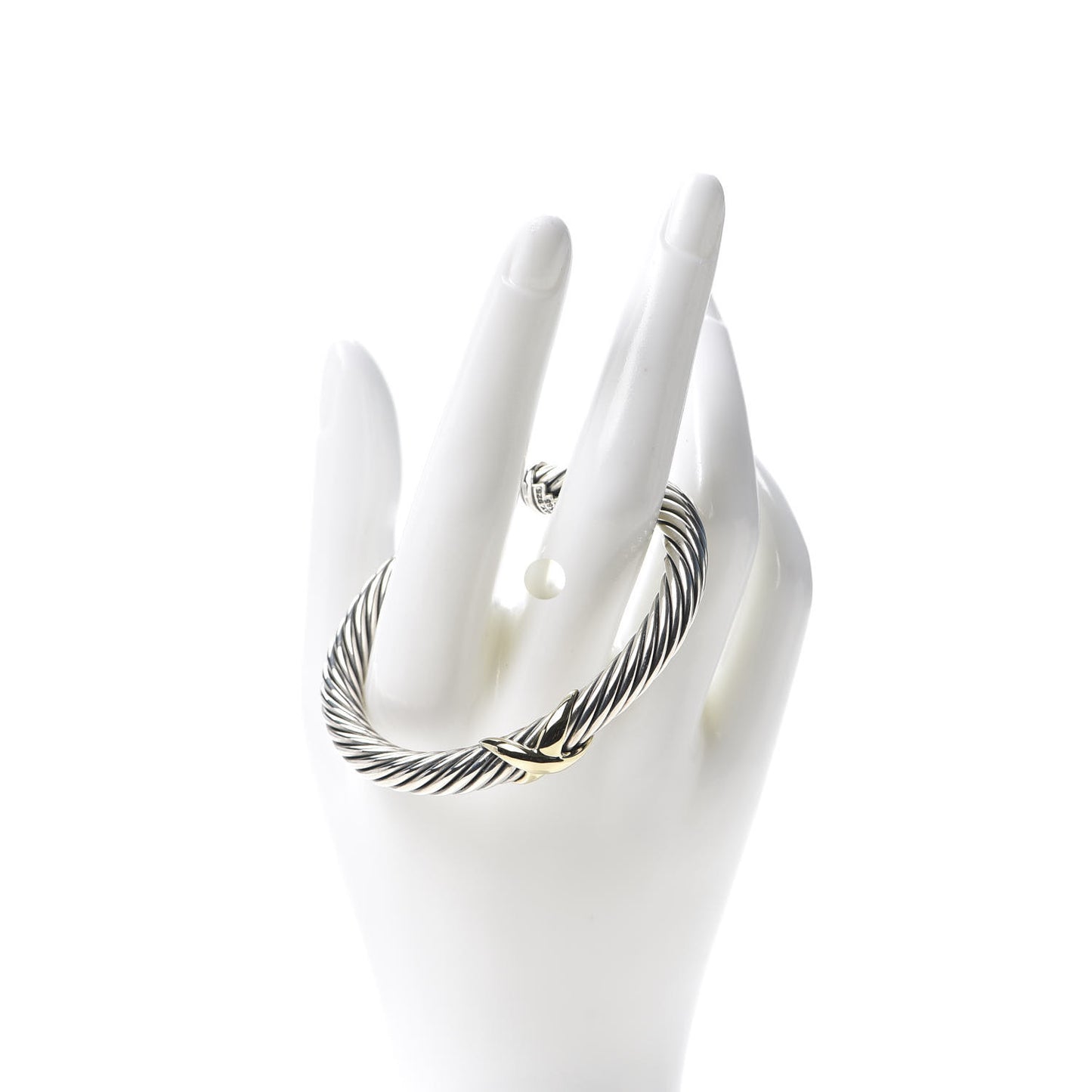 Sterling Silver 14K Yellow Gold 7mm X Station Cable Bracelet