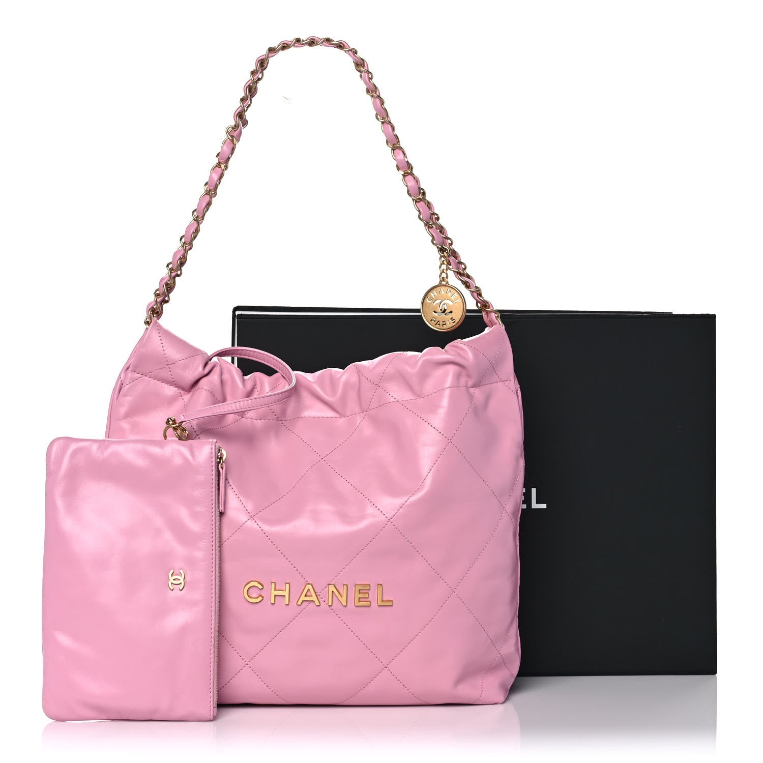 Chanel Shiny Calfskin Quilted Small Chanel 22 Pink 12 of 12