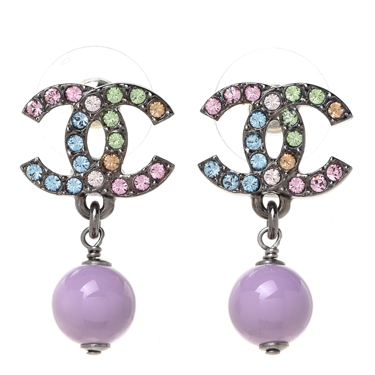 Ruthenium Crystal Bead CC Drop Earrings Multicolor
