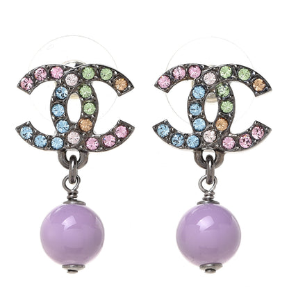 Chanel Ruthenium Crystal Bead CC Drop Earrings Multicolor 1 of 5