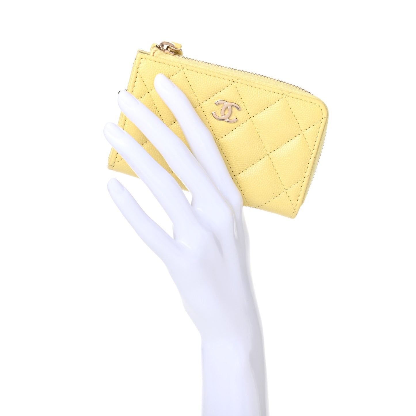 Caviar Quilted Key Holder Case Yellow