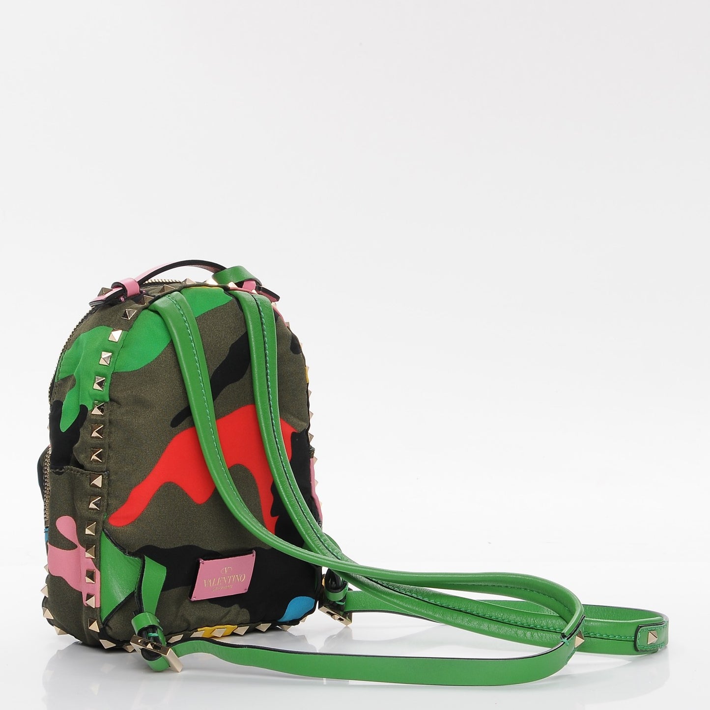 Nylon Mini Psychedelic Camouflage Rockstud Backpack Multicolor