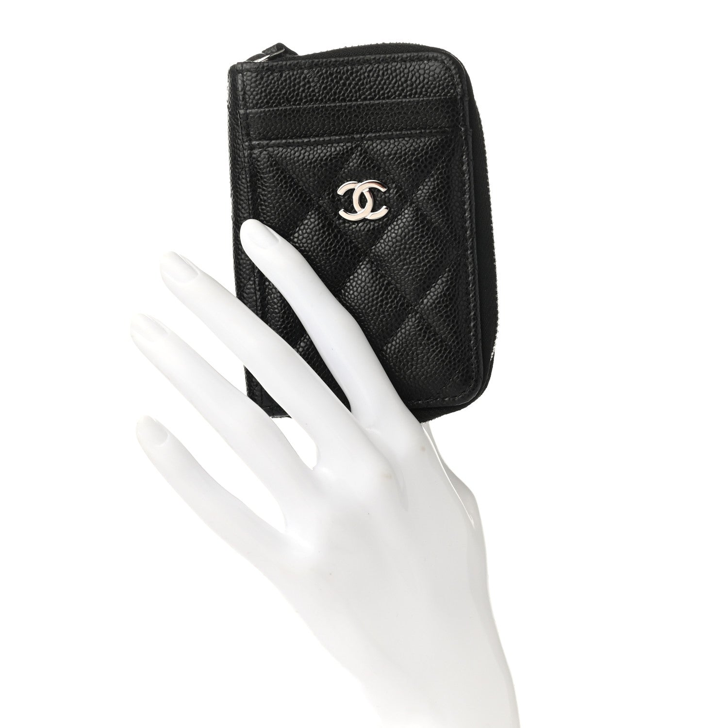 Chanel Caviar Quilted Zip Card Holder Black 2 of 8