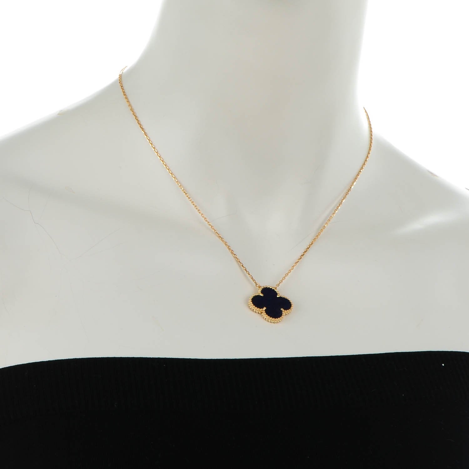 Van Cleef & Arpels 18K Yellow Gold Blue Sevres Porcelain Magic Alhambra Vendome Necklace 2 of 7